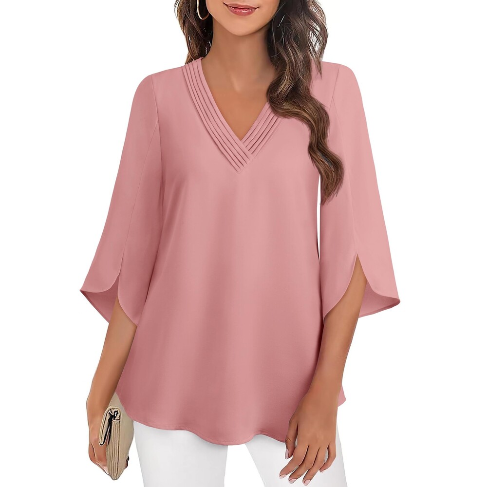 3/4 Length Sleeve Womens Tops, SMALL, 7D-154T010